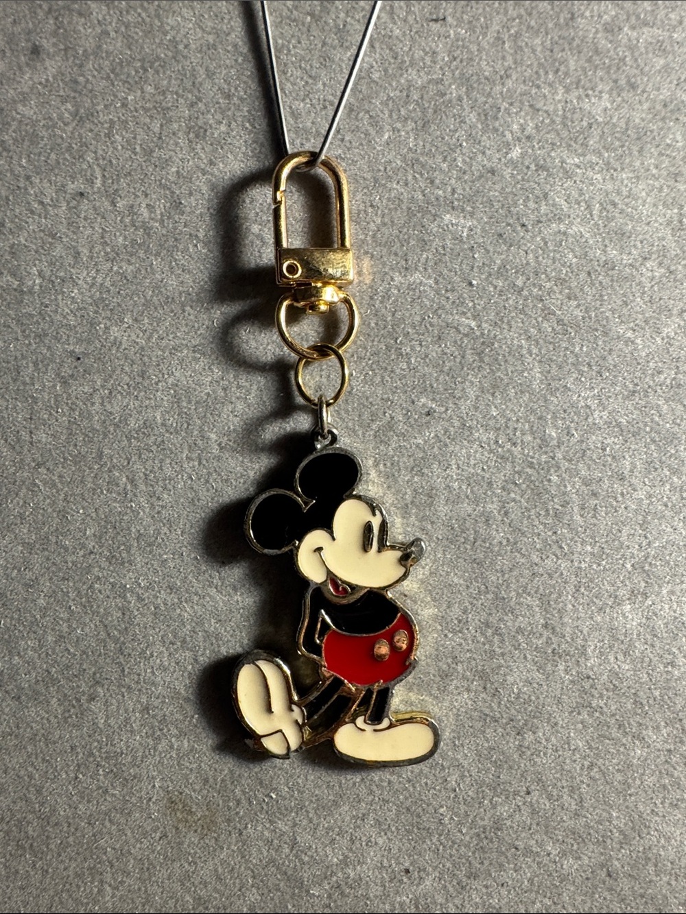 Disney Mickey Mouse Gold-Clasp Charm Keychain in Red, Black & Cream